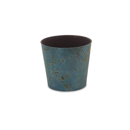 Cheungs 9 in. Round Tapered Recycled Plastic Planter, Rustic Blue PP-101RB